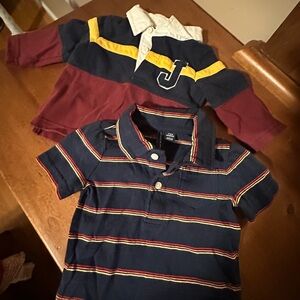 Janie and Jack Navy and Burgundy Polo Set